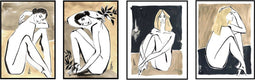 Schilderij DKD Home Decor polyestyreen Canvas Vrouw (4 pcs) (52.5 x 3.5 x 72 cm)