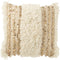 J-Line kussen Vierkant Lijnen Pailetten - wol/katoen - creme/goud