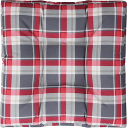 vidaXL - Palletkussen - 70x70x12 - cm - stof - ruitpatroon - rood