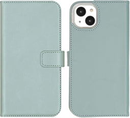 Selencia iPhone 14 Plus - Echt Lederen Bookcase - Schokbestendig - Air Blue