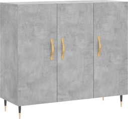 vidaXL - Dressoir - 90x34x80 - cm - bewerkt - hout - betongrijs