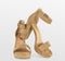 POSH by Poelman LAAR - Dames Sandalen met hak - Imitatiesuède - Beige - Maat 40