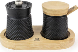 Peugeot Bali Fonte Peper- En Zoutstel 8 cm - Zwart/hout - Gietijzer
