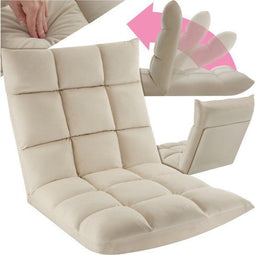 tectake® Snooze Relaxfauteuil - Opvouwbare Vloerstoel - Verstelbare Rugleuning 14 standen - Fluweelzacht