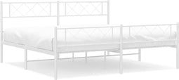 vidaXL - Bedframe - met - hoofd- - en - voeteneinde - metaal - wit - 180x200 - cm