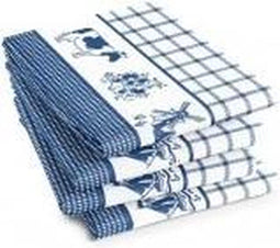 DDDDD Theedoek Farmlife Blauw set van 6