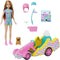 Barbie Stacie - Go-kart - Raceoutfit met afneembare vlag en puppymand - Multi kleuren