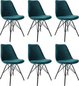 Kick kuipstoel Velvet blauw - zwart frame - set van 6
