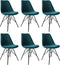 Kick kuipstoel Velvet blauw - zwart frame - set van 6