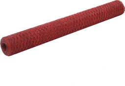 vidaXL Kippengaas 25x1.2 m staal met PVC coating rood
