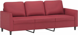 vidaXL - Driezitsbank - 180 - cm - kunstleer - wijnrood