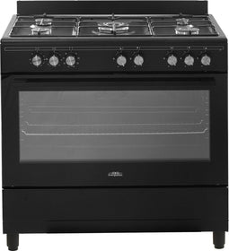 Everglades EVCK9010 - Gasfornuis - 90CM - 96 Liter - 8 Ovenstanden - Turbo Hete Lucht Oven - Wokbrander - Mat Zwart