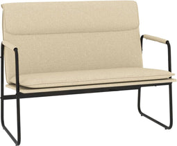 vidaXL - Bankje - 100x64x80 - cm - stof - crèmekleurig