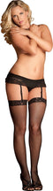 Rene Rofe Lingerie Thigh high kousen LACE TOP FISHNET, PLUS SIZE Zwart