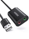 UGREEN 30724 - Externe geluidskaart - USB A naar 2x 3,5 mm jackplug - 15 cm kabel - Zwart