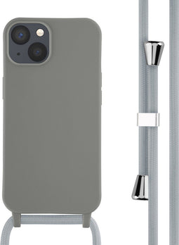 iMoshion Hoesje Geschikt voor iPhone 13 Hoesje Met Koord - iMoshion Siliconen hoesje met koord - Grijs