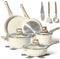 Just Perfecto 12 Delige Pannenset - Inductie - Marmeren coating - Beige (12 stuks)