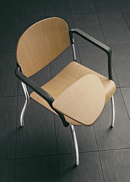 Vergaderstoel Ruby kleur Houtkleur materiaal Hout Met armleuning en collegeplank van hout framekleur Chroom