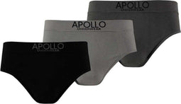 Apollo Ondergoed Seamless Heren Katoen Zwart/grijs 3 Stuks Maat M