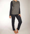Schiesser Essentials Stripes - Dames Pyjamaset - V-hals met Bretonse strepen - Donkerblauw