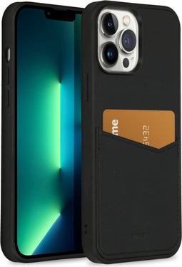 Accezz iPhone 13 Pro Max - Back Cover - Premium Leather Card Slot - Zwart