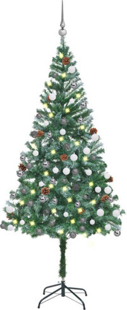 vidaXL - Kunstkerstboom - met - verlichting - kerstballen - dennenappels - 180 - cm