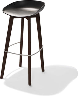 Keeve Stapelbare barkruk zwart low, berkenhouten frame en kunststof zitting - SET VAN 4