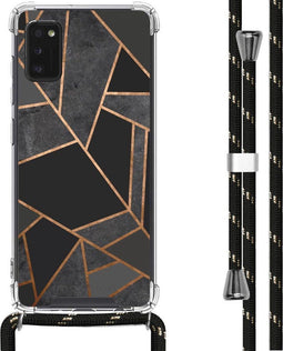 iMoshion Hoesje Geschikt voor Samsung Galaxy A41 Hoesje Met Koord - iMoshion Design Hoesje met Koord - Zwart / Meerkleurig / Goud / Black Graphic