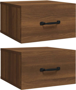vidaXL - Nachtkastjes - 2 - st - wandgemonteerd - 35x35x20 - cm - bruin - eikenkleur