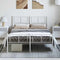 vidaXL - Bedframe - met - hoofd- - en - voeteneinde - metaal - wit - 135x190 - cm