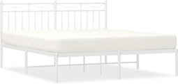 vidaXL - Bedframe - met - hoofdbord - metaal - wit - 160x200 - cm