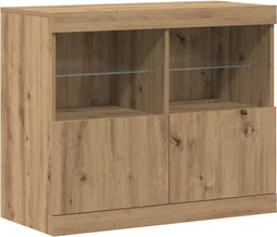 vidaXL - Sideboard - met - LED - Verlichting - Artisan - Eiken - 81x37x67 - cm