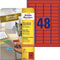 Avery L6038-20 - Mini Etiketten - Permanent klevend - Rood (960 stuks)