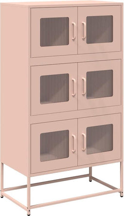 vidaXL - Hoge - kast - 68x39x123 - cm - staal - roze