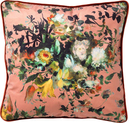 Dutch Decor LIAN - Sierkussen met bloemenpatroon Muted Clay 45x45 cm - roze - Inclusief binnenkussen