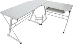 Hoekbureau computertafel - L vormige hoek tafel - toetsenbord en desktop houder - wit