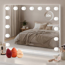 Fraay® Hollywood Spiegel - Make-up Spiegel met Verlichting 60x50cm - 3 Lichtstanden - Wit