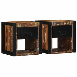 vidaXL - Nachtkastjes - 2st - 40x35x40cm - massief - gerecycled - hout - meerkleurig