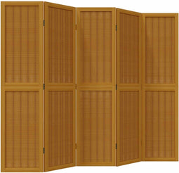 vidaXL - Kamerscherm - met - 5 - panelen - massief - paulowniahout - bruin