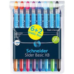 Balpen schneider slider basic xb 6+2 assorti | Etui a 8 stuk | 10 stuks