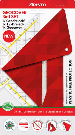 Aristo geocoverset 3in1 - geocover - geodriehoek - tekendriehoek - rood - AR-18100B