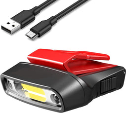 HC3 oplaadbare bewegingssensorkap vizierlicht - 100 lumen COB LED-clip op hoedlicht - hoofdlamp zaklamp met rood licht voor vissen, hardlopen, kamperen, lezen