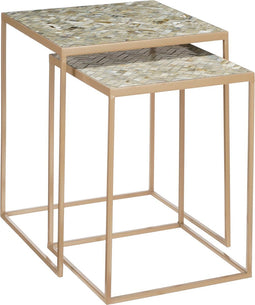 Mica Decorations Aaron Bijzettafel - Set van 2 - L38 x B38 x H48 cm - Metaal - Grijs (2 stuks)