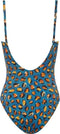 Cyell Pantera - Badpak Voorgevormd Dames - V-hals - Blauw/Bruin/Geel