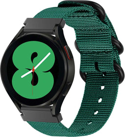 iMoshion Nylon 20 mm bandje - Geschikt voor Samsung Galaxy Watch 6 (Classic) / 5 (Pro) / 4 (Classic) / 3 – Garmin Venu / 2 plus / Sq - Forerunner 245 / 55 - Donkergroen