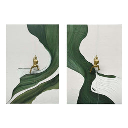 Schilderij Home ESPRIT Groen Beige Mannen Modern 80 x 3,5 x 120 cm (2 Stuks)