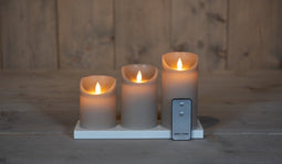 Anna's Collection - 3ST OPLAADBARE KAARS TAUPE WAX RUSTIEK BEWEGEND...