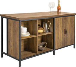 SoBuy KNL01-F - Keukeneiland - Buffetkast met 2 Deuren 4 Vakken - Bruin - 170x60x89cm