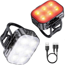 Inlustro LED Fietslamp Set - Voorlicht / Achterlicht - USB Oplaadbaar / Waterdicht - Rood en Wit