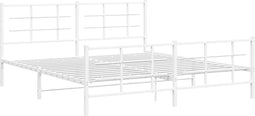 vidaXL - Bedframe - met - hoofd- - en - voeteneinde - metaal - wit - 180x200 - cm